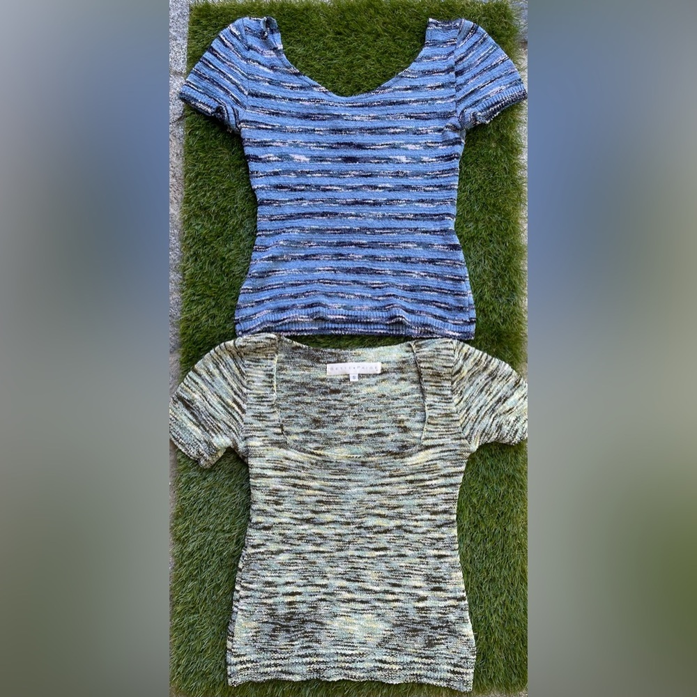2 for 1 Vintage Bette Paige 💙 and 💚 Knit Tops - Y2K